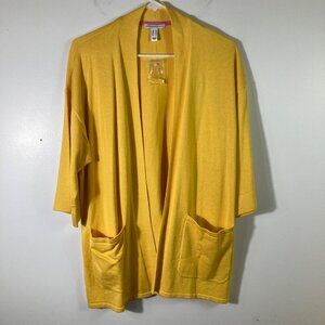 Womens Isaac Mizrahi Live Kimono Open‎ Cardigan Sweater Yellow M NWOT A378726